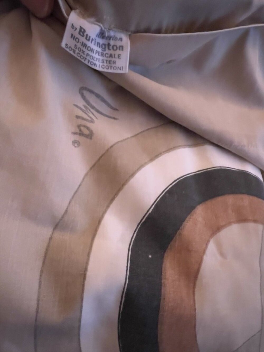 MCM Burlington VERA Pillowcase Std Mod Circles No Iron Percale 1970s USA